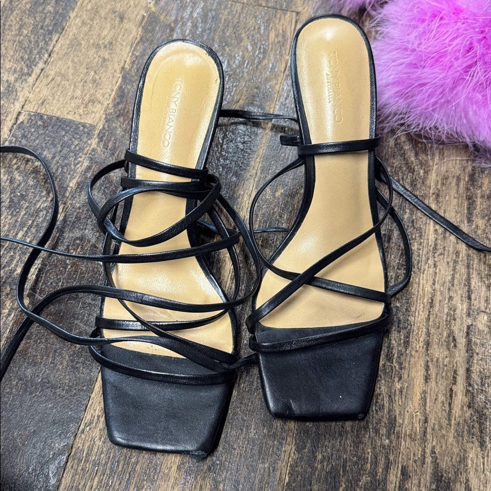 Tony Bianco black strap heels